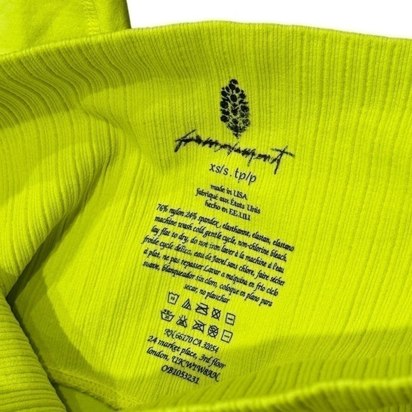 NWOT Free People Good Karma Leggings / High-Rise 7/8 Length / Neon Yellow / XS/S - Picture 11 of 13